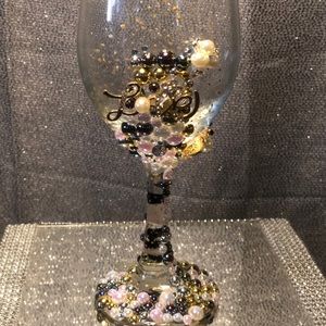 hand decorated wine glass